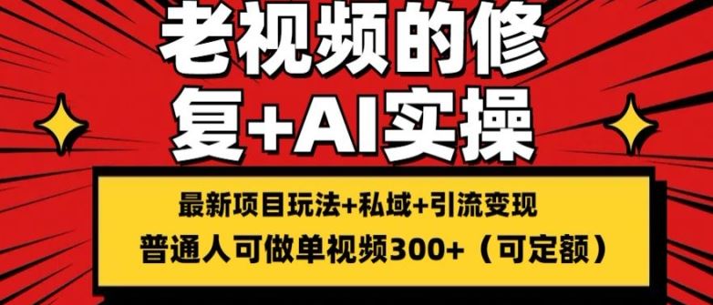 修复老视频的玩法，搬砖+引流的变现(可持久)，单条收益300+【揭秘】-叮当猫聊项目
