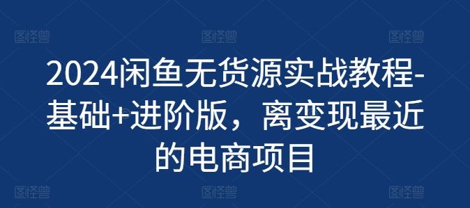 2024闲鱼无货源实战教程-基础+进阶版，离变现最近的电商项目-叮当猫聊项目