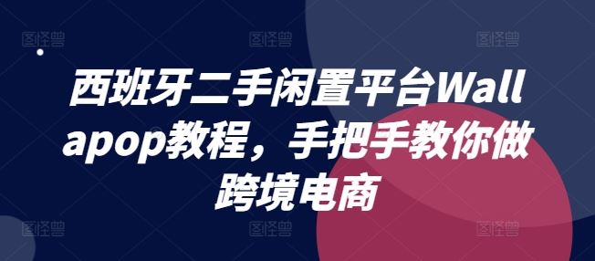 西班牙二手闲置平台Wallapop教程，手把手教你做跨境电商-叮当猫聊项目