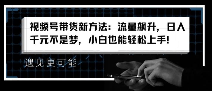 视频号带货新方法：流量飙升，日入千元不是梦，小白也能轻松上手【揭秘】-叮当猫聊项目