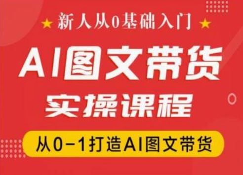 新人从0基础入门，抖音AI图文带货实操课程，从0-1打造AI图文带货-叮当猫聊项目