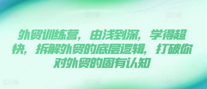 外贸训练营，由浅到深，学得超快，拆解外贸的底层逻辑，打破你对外贸的固有认知-叮当猫聊项目