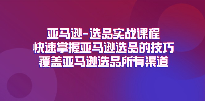 （11620期）亚马逊-选品实战课程，快速掌握亚马逊选品的技巧，覆盖亚马逊选品所有渠道-叮当猫聊项目