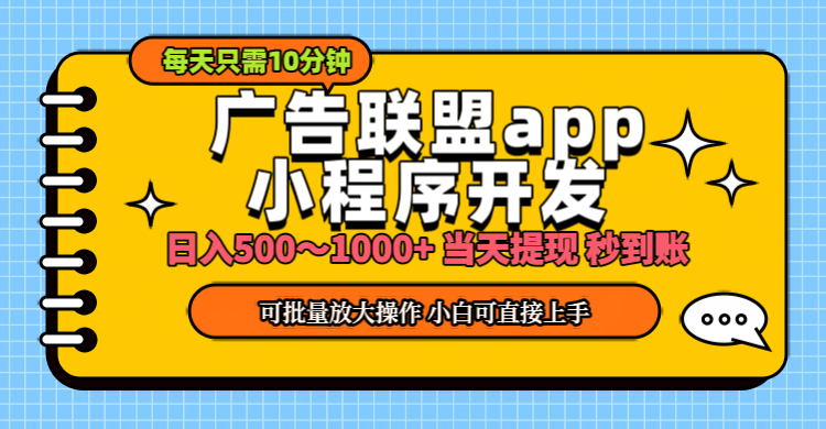（11645期）小程序开发 广告赚钱 日入500~1000+ 小白轻松上手！-叮当猫聊项目