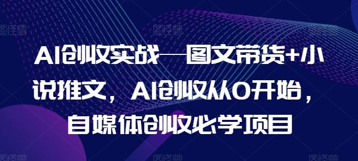 AI创收实战—图文带货+小说推文，AI创收从0开始，自媒体创收必学项目-叮当猫聊项目