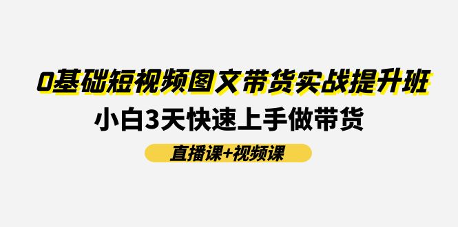 0基础短视频图文带货实战提升班，小白3天快速上手做带货(直播课+视频课)-叮当猫聊项目