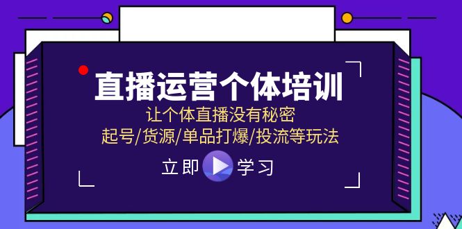 直播运营个体培训，让个体直播没有秘密，起号/货源/单品打爆/投流等玩法-叮当猫聊项目