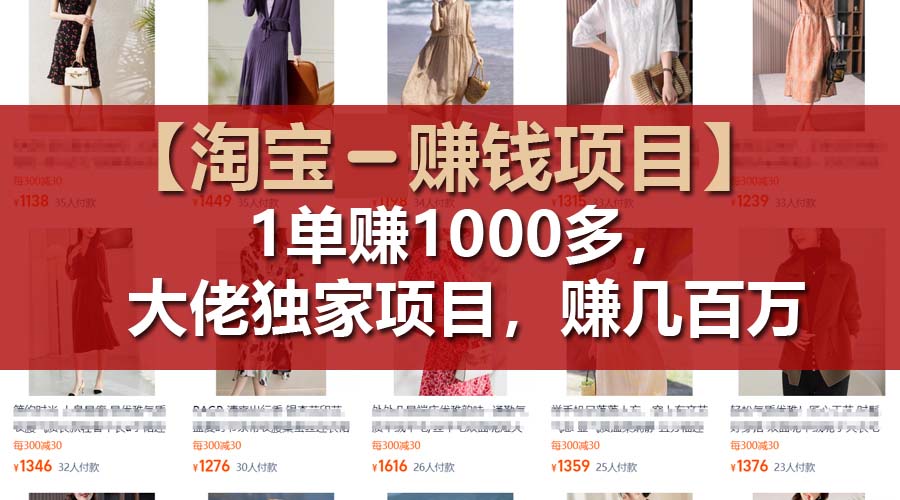 （11685期）【淘宝赚钱项目】1单可赚1000多，大佬独家项目，年赚几百万-叮当猫聊项目