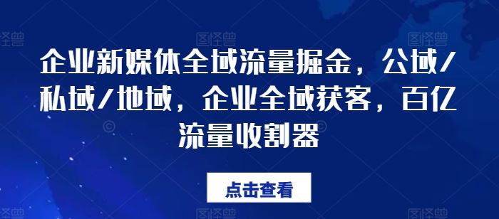 企业新媒体全域流量掘金，公域/私域/地域，企业全域获客，百亿流量收割器-叮当猫聊项目