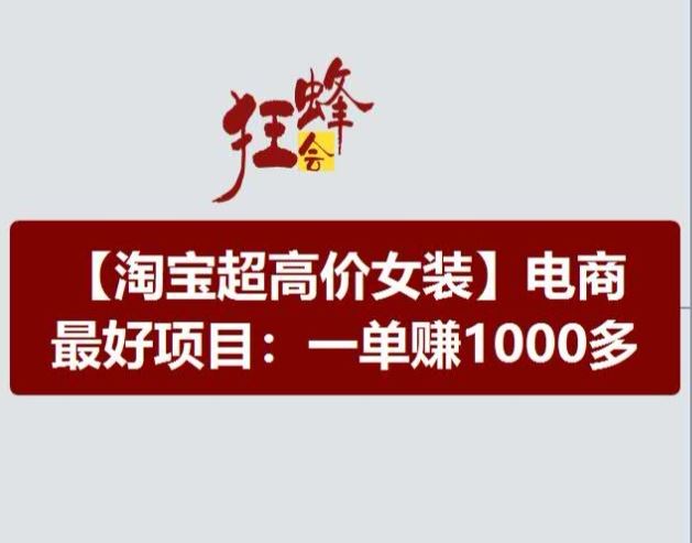 淘宝超高价女装项目，电商最好赛道，一单赚1000多-叮当猫聊项目