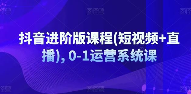 抖音进阶版课程(短视频+直播), 0-1运营系统课-叮当猫聊项目