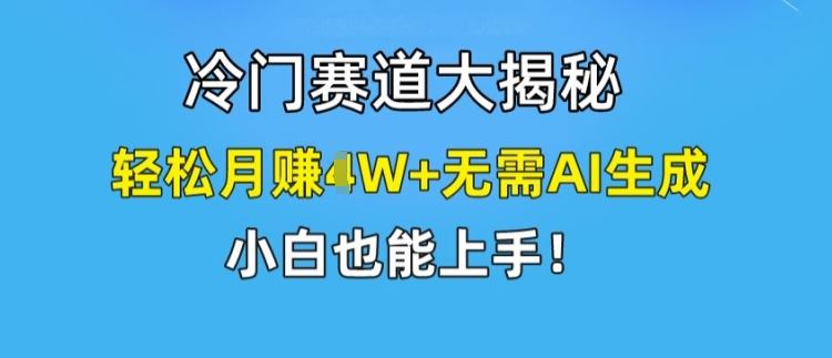 冷门赛道大揭秘，轻松月赚1W+无需AI生成，小白也能上手【揭秘】-叮当猫聊项目
