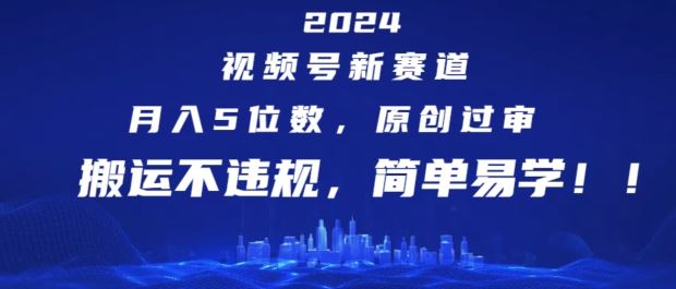 2024视频号新赛道，月入5位数+，原创过审，搬运不违规，简单易学【揭秘】-叮当猫聊项目