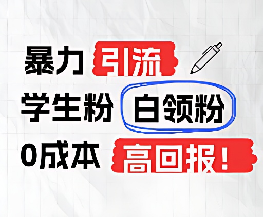 暴力引流学生粉白领粉，吊打以往垃圾玩法，0成本，高回报-叮当猫聊项目