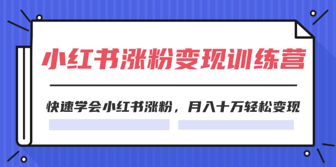 2024小红书19天涨粉变现特训营，快速学会小红书涨粉，月入十万轻松变现（42节）-叮当猫聊项目