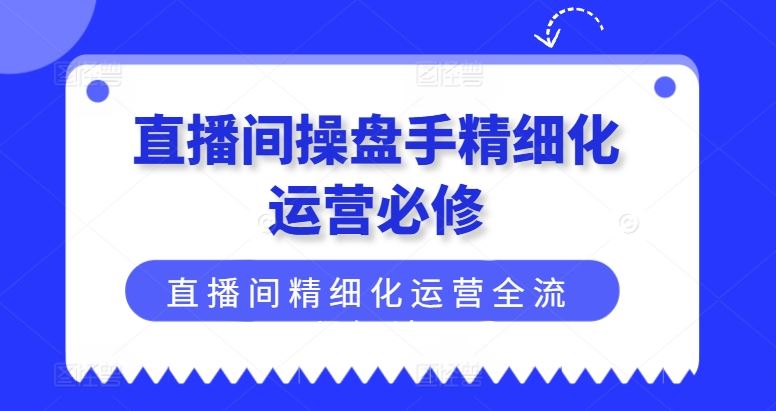 直播间操盘手精细化运营必修，直播间精细化运营全流程解读-叮当猫聊项目