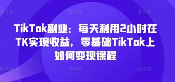 TikTok副业：每天利用2小时在TK实现收益，零基础TikTok上如何变现课程-叮当猫聊项目