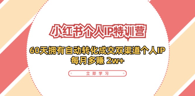 小红书个人IP陪跑营：两个月打造自动转化成交的多渠道个人IP，每月收入2w+（30节）-叮当猫聊项目