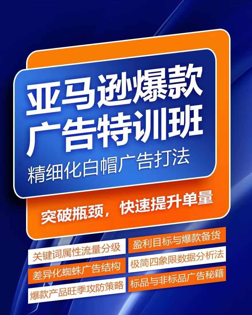 亚马逊爆款广告特训班，快速掌握亚马逊关键词库搭建方法，有效优化广告数据并提升旺季销量-叮当猫聊项目