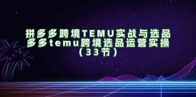 拼多多跨境TEMU实战与选品，多多temu跨境选品运营实操（33节）-叮当猫聊项目