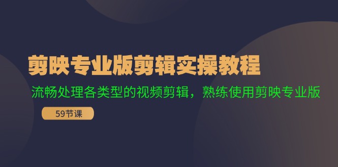 （11969期）剪映专业版剪辑实操教程：流畅处理各类型的视频剪辑，熟练使用剪映专业版-叮当猫聊项目