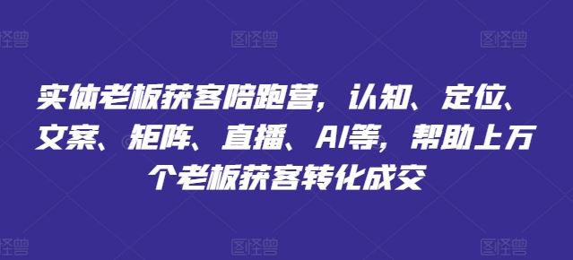 实体老板获客陪跑营，认知、定位、文案、矩阵、直播、AI等，帮助上万个老板获客转化成交-叮当猫聊项目