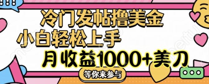 冷门发帖撸美金项目，月收益1000+美金，简单无脑，干就完了【揭秘】-叮当猫聊项目