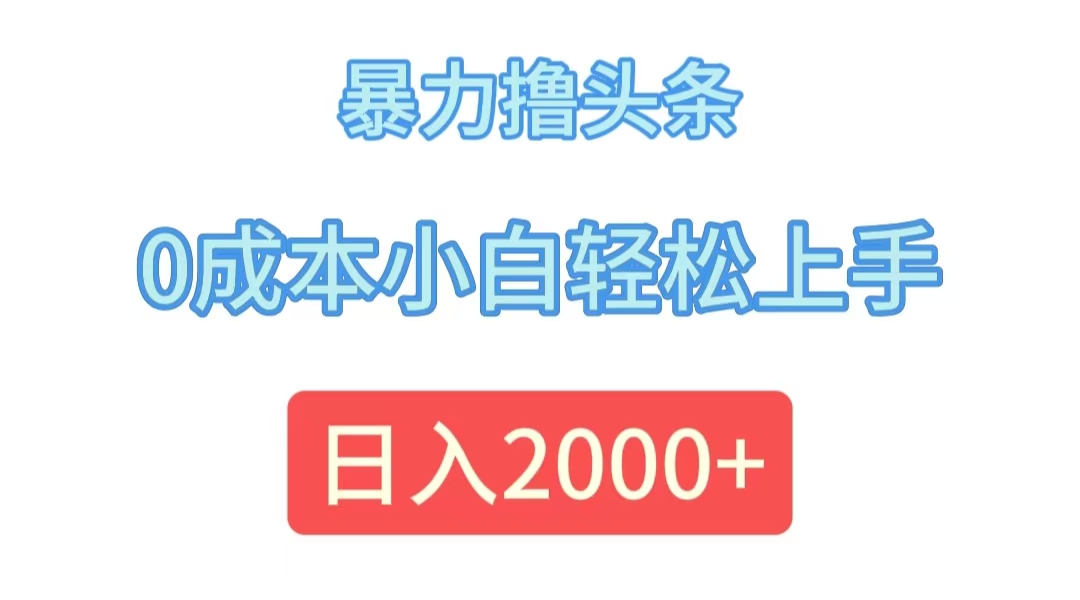 （12068期）暴力撸头条，0成本小白轻松上手，日入2000+-叮当猫聊项目