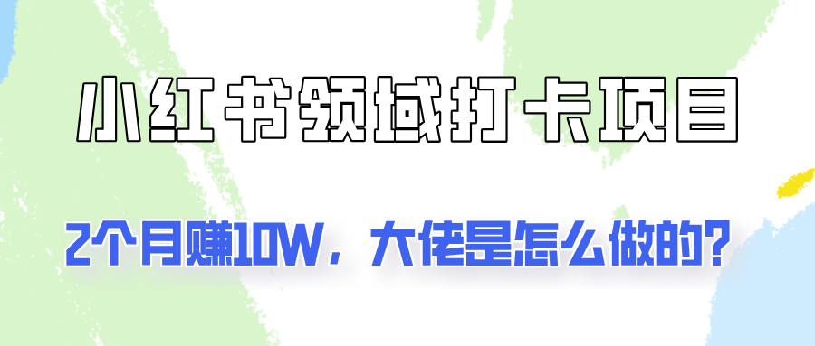 通过小红书领域打卡项目2个月赚10W，大佬是怎么做的？-叮当猫聊项目