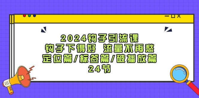2024钩子引流课：钩子下得好流量不再愁，定位篇/标签篇/破播放篇/24节-叮当猫聊项目
