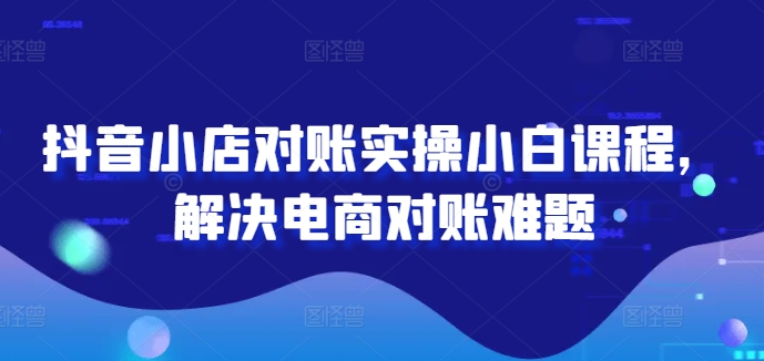 抖音小店对账实操小白课程，解决电商对账难题-叮当猫聊项目