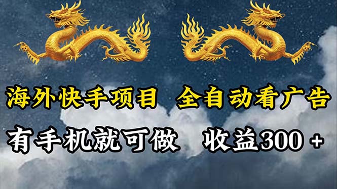 （12175期）海外快手项目，利用工具全自动看广告，每天轻松 300+-叮当猫聊项目