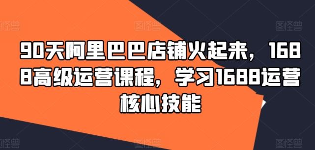 90天阿里巴巴店铺火起来，1688高级运营课程，学习1688运营核心技能-叮当猫聊项目
