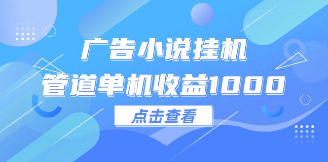 （12198期）广告小说挂机管道单机收益1000+-叮当猫聊项目