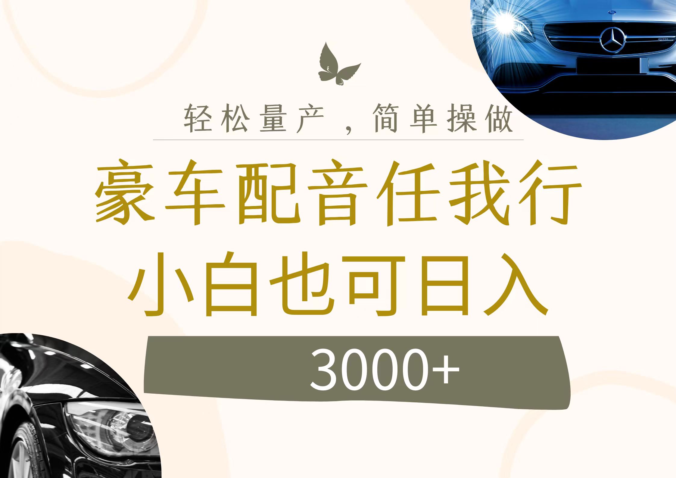 （12206期）不为人知的暴力小项目，豪车配音，日入3000+-叮当猫聊项目