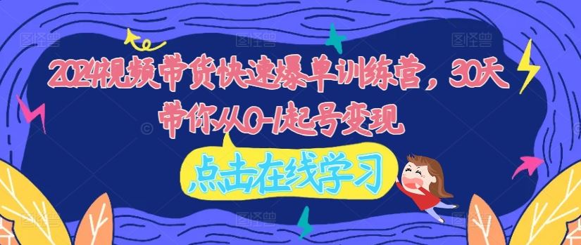 2024视频带货快速爆单训练营，30天带你从0-1起号变现-叮当猫聊项目