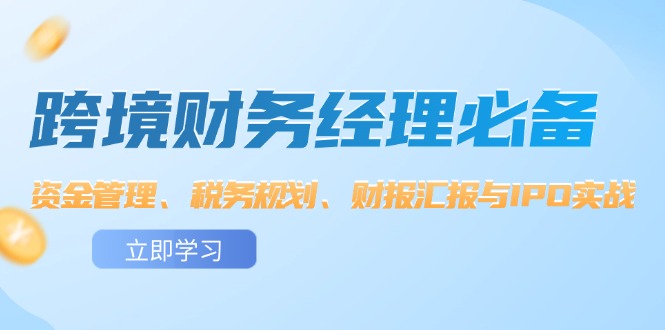 （12323期）跨境 财务经理必备：资金管理、税务规划、财报汇报与IPO实战-叮当猫聊项目