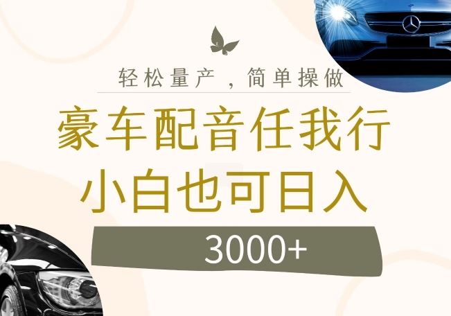 不为人知的暴力小项目，豪车配音，日入几张【揭秘】-叮当猫聊项目