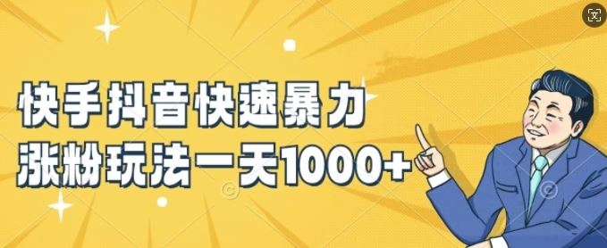 快手抖音快速暴力涨粉玩法，新手小白也能学会，一天1k+【揭秘】-叮当猫聊项目