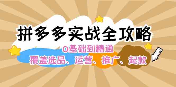 拼多多实战全攻略：0基础到精通，覆盖选品、运营、推广、起款-叮当猫聊项目