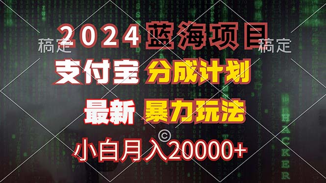 （12339期）2024蓝海项目，支付宝分成计划，暴力玩法，刷爆播放量，小白月入20000+-叮当猫聊项目