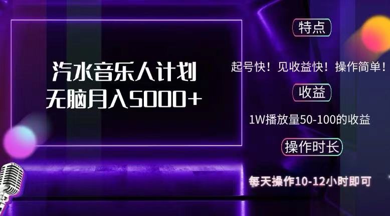 （12429期）抖音汽水音乐人计划无脑月入5000+-叮当猫聊项目