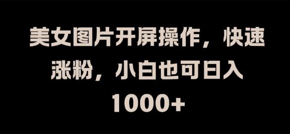 美女图片开屏操作，快速涨粉，小白也可日入1k【揭秘】-叮当猫聊项目