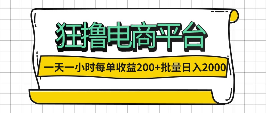 （12463期）一天一小时 狂撸电商平台 每单收益200+ 批量日入2000+-叮当猫聊项目