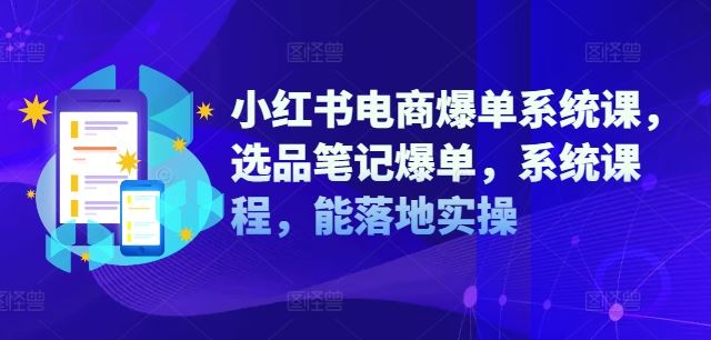 小红书电商爆单系统课，选品笔记爆单，系统课程，能落地实操-叮当猫聊项目