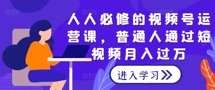 人人必修的视频号运营课，普通人通过短视频月入过万-叮当猫聊项目