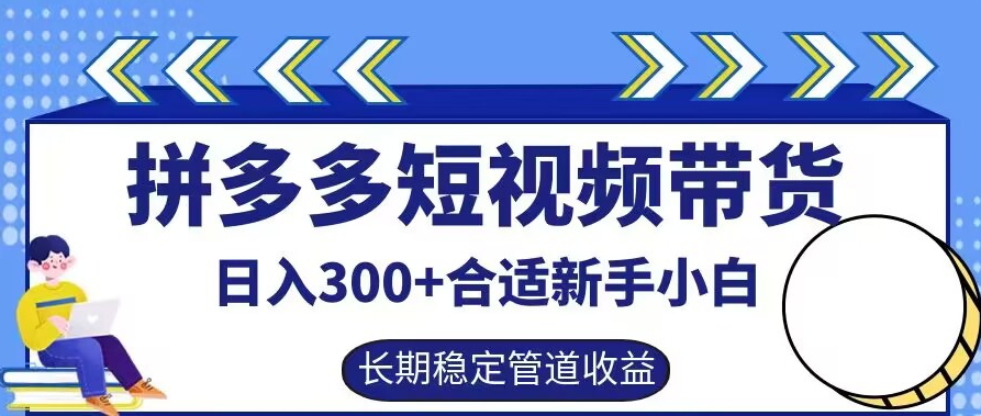 拼多多短视频带货日入300+有长期稳定被动收益，合适新手小白【揭秘】-叮当猫聊项目