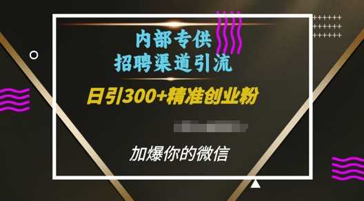 内部招聘渠道日引流300+创业粉，加爆你的微信【揭秘】-叮当猫聊项目