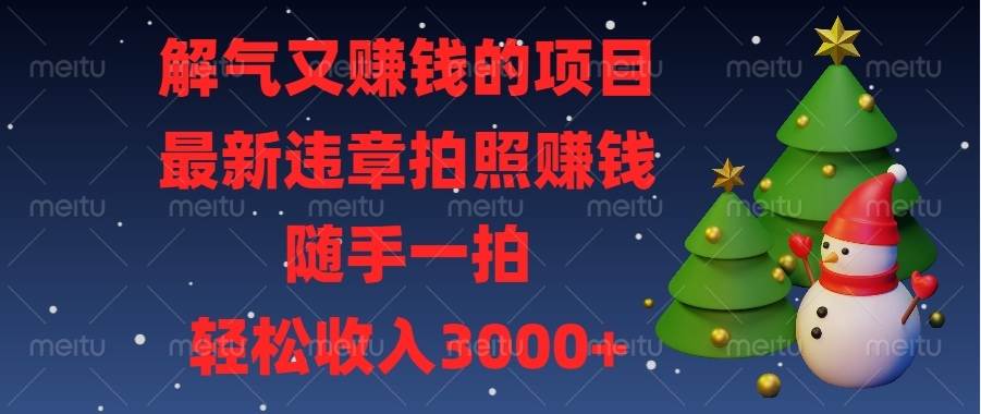 （13686期）解气又赚钱的项目，最新违章拍照赚钱，随手一拍，轻松收入3000+-叮当猫聊项目