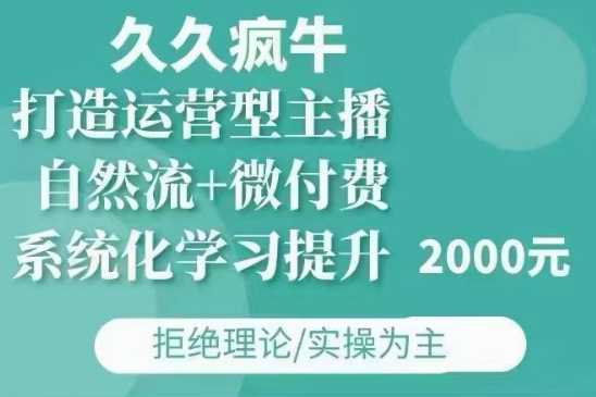 久久疯牛·自然流+微付费(12月23更新)打造运营型主播，包11月+12月-叮当猫聊项目